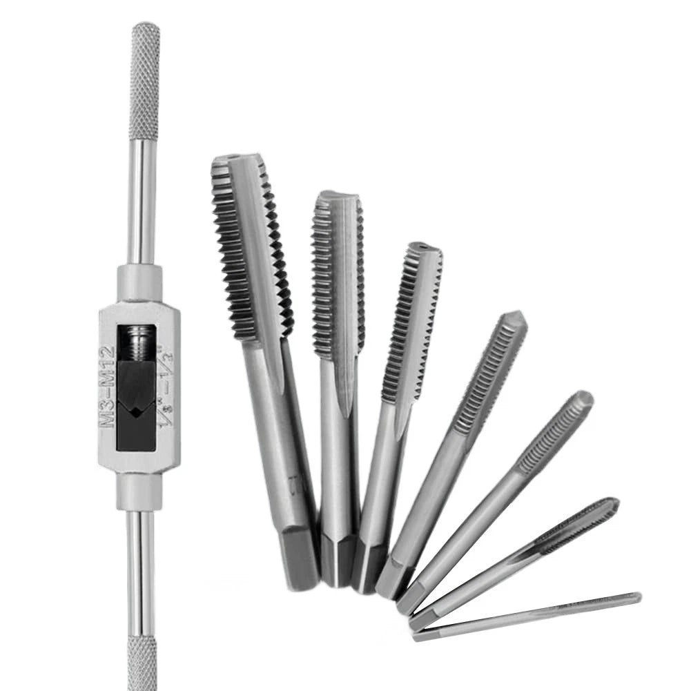 Adjustable Ratchet Hand Tap Wrench with Twist Drill Bit for Precision Threading