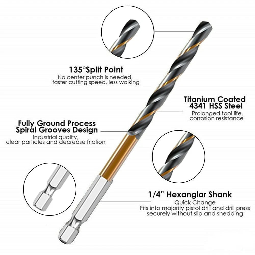 1Pcs HSS Drill Bit for Aluminium Wood 1/4" Hex Shank