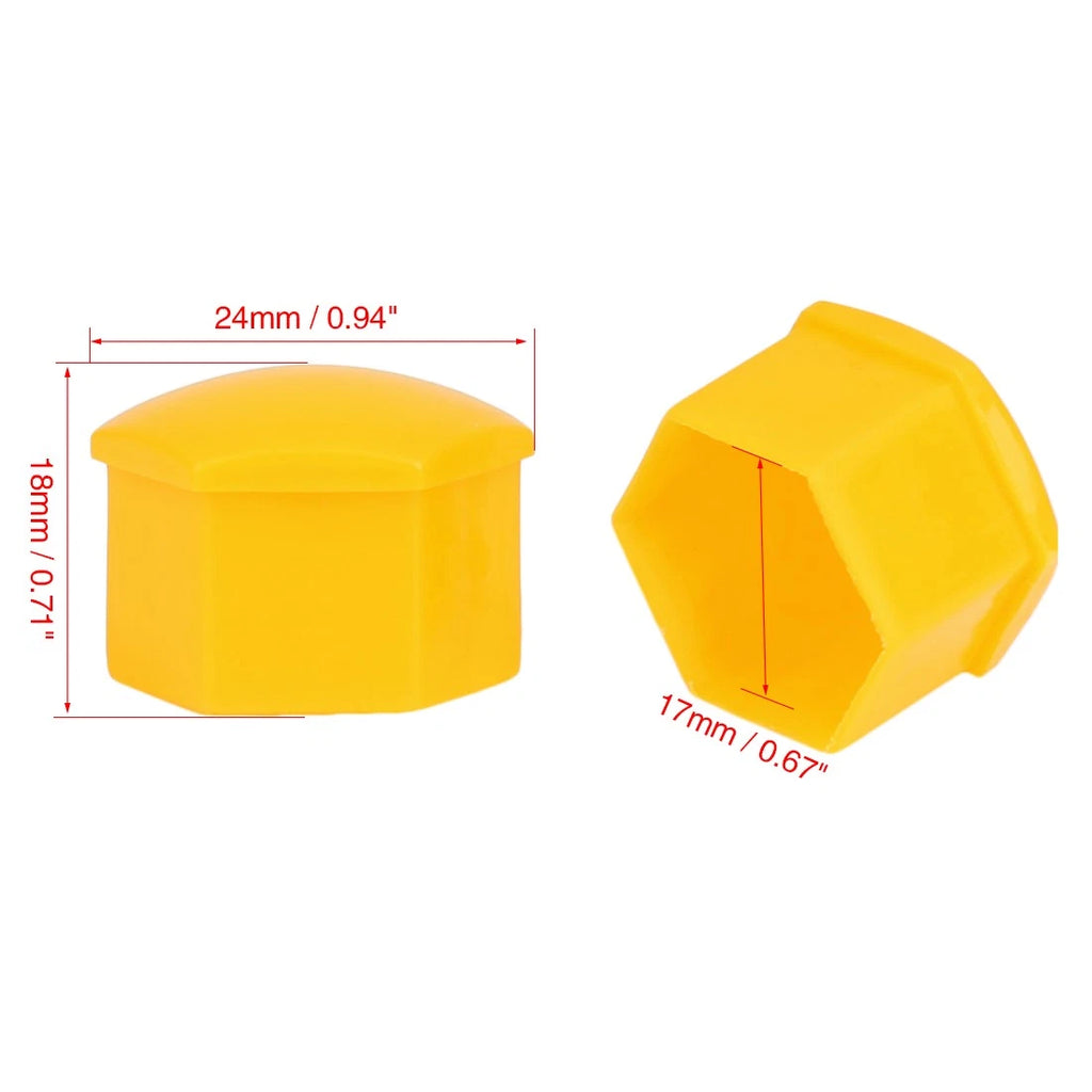 20pcs 17mm Yellow Plastic Wheel Nut Covers for Universal Vehicles