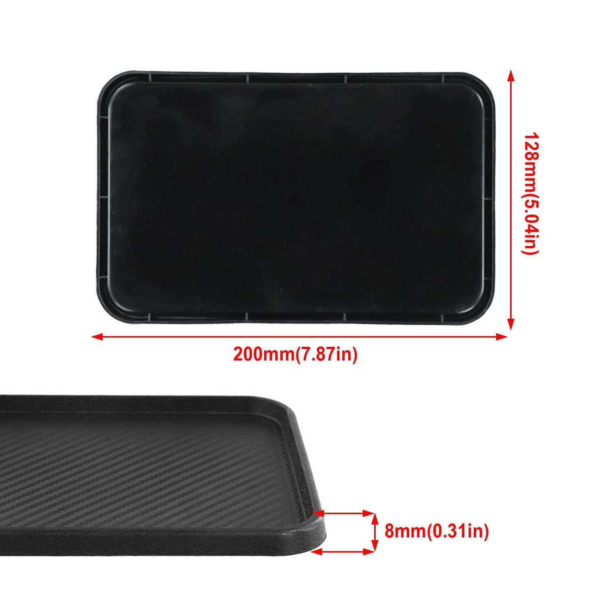 Dashboard Mat for Car Catcher Pad (200x128mm) Non-Slip Silicone Black