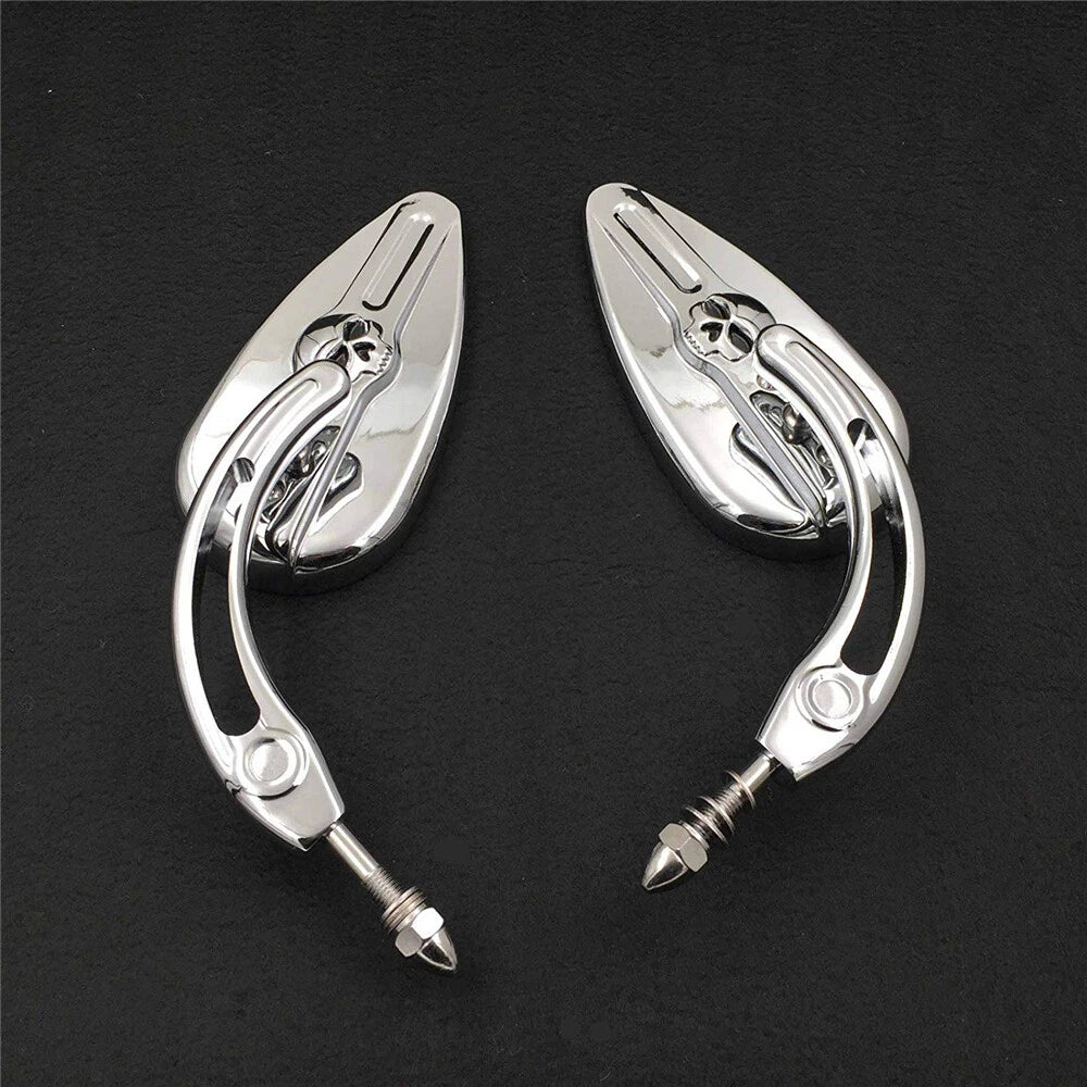 Chrome Skull Side Mirrors for Harley Softail (2000–2023)