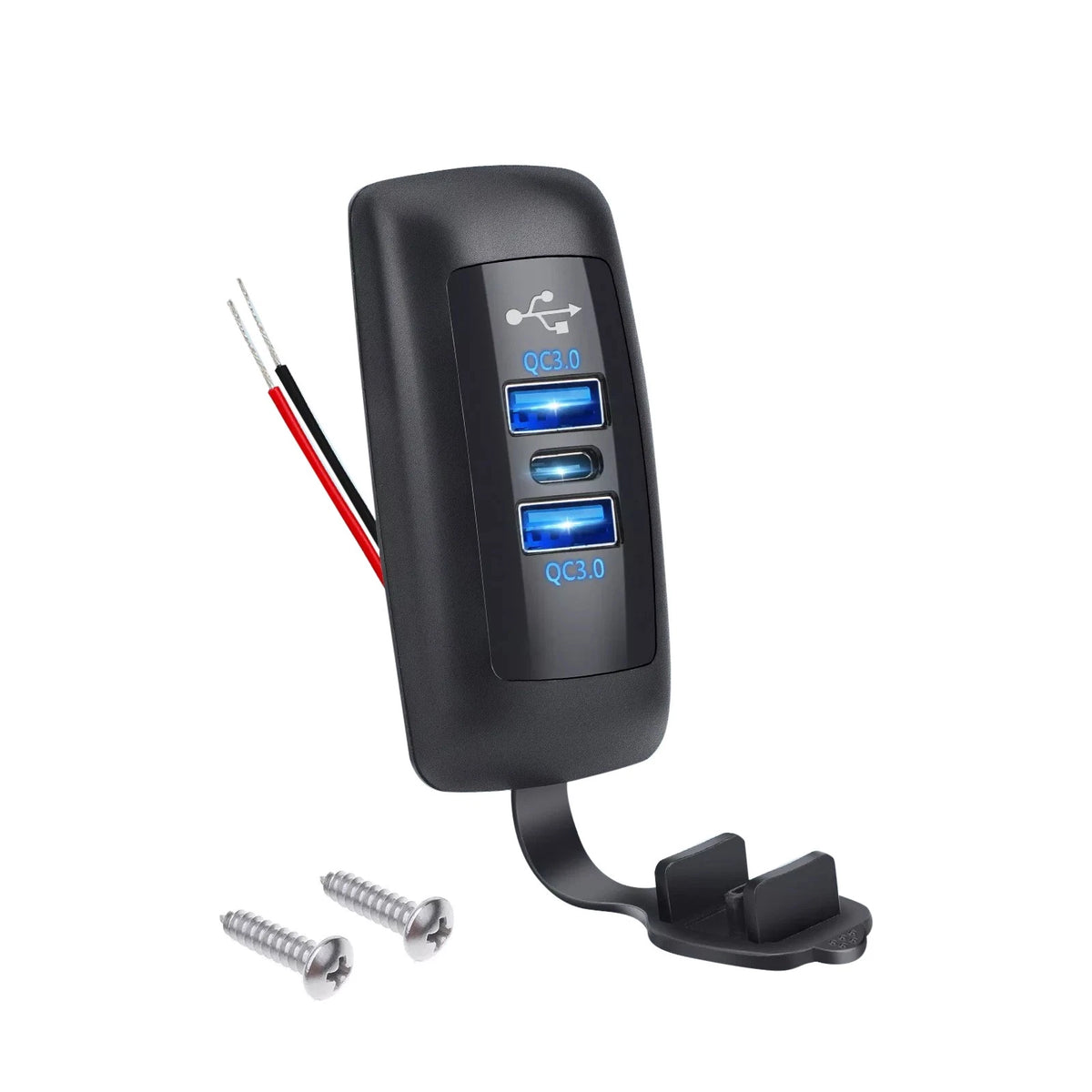 3 Port Fast Charger Socket Power Outlet Panel for Car Boat RV (12V-24V)