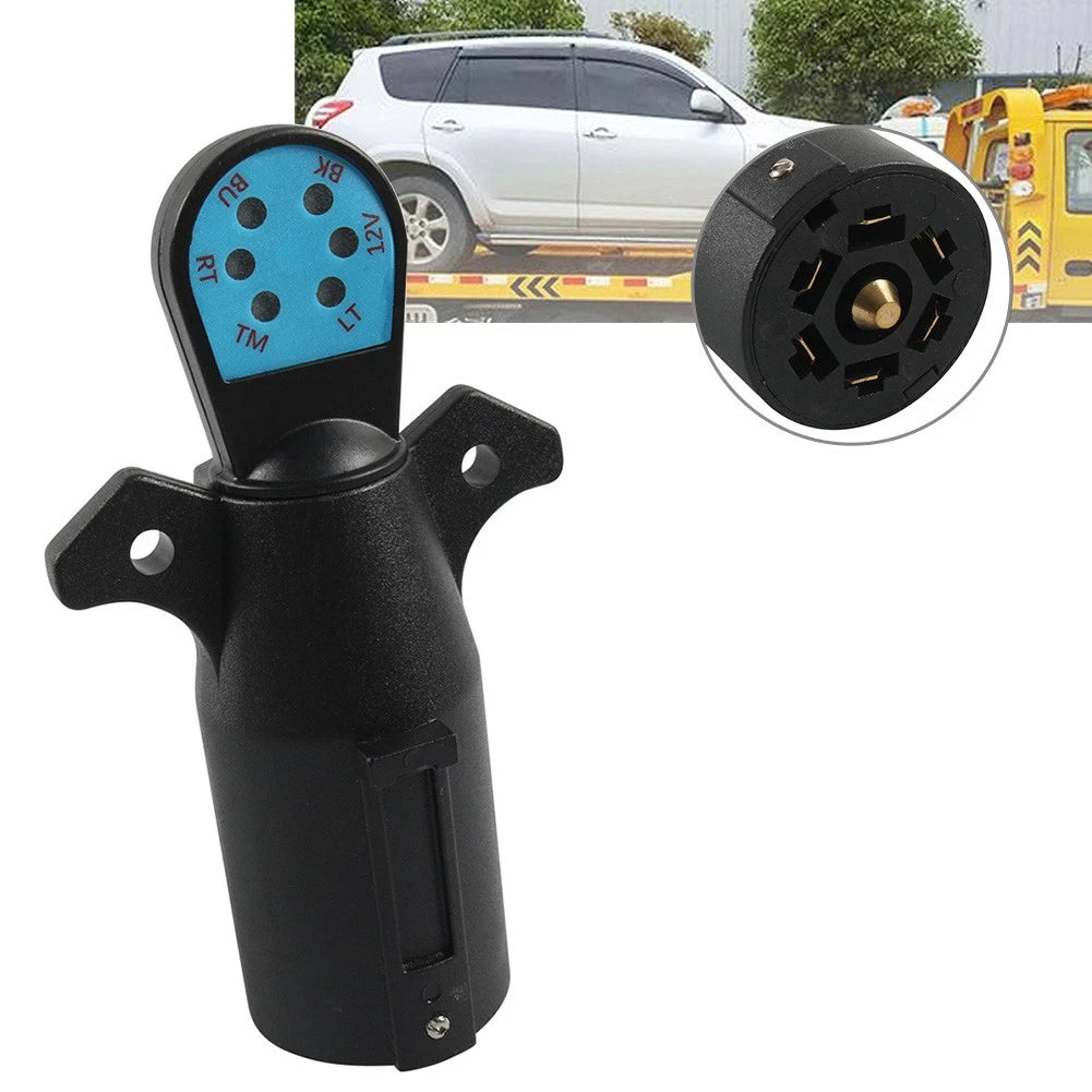 7-Way RV Boat Blade Trailer Light Circuit Tester Connector Adapter Plug