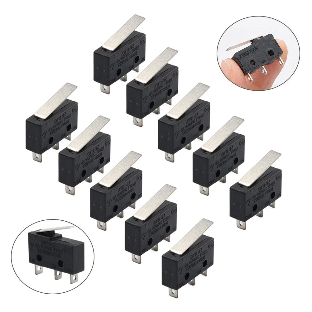 10 Pcs Mini Micro Switch 300V 1NO 1NC Short Straight Lever