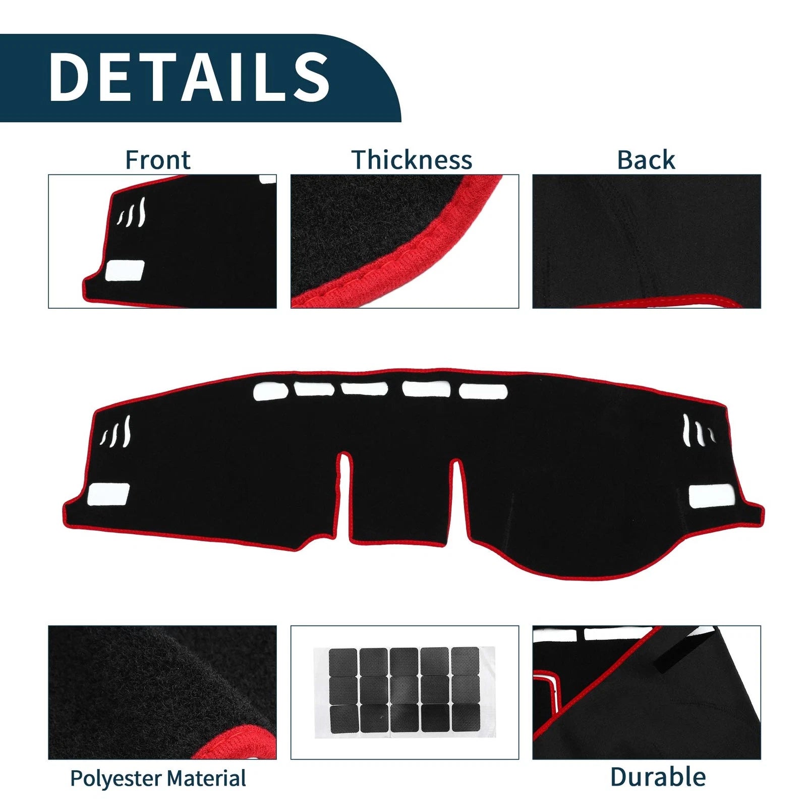 Dashboard Dash Cover Mat for Toyota Raize A200A (1 Set) Black Red