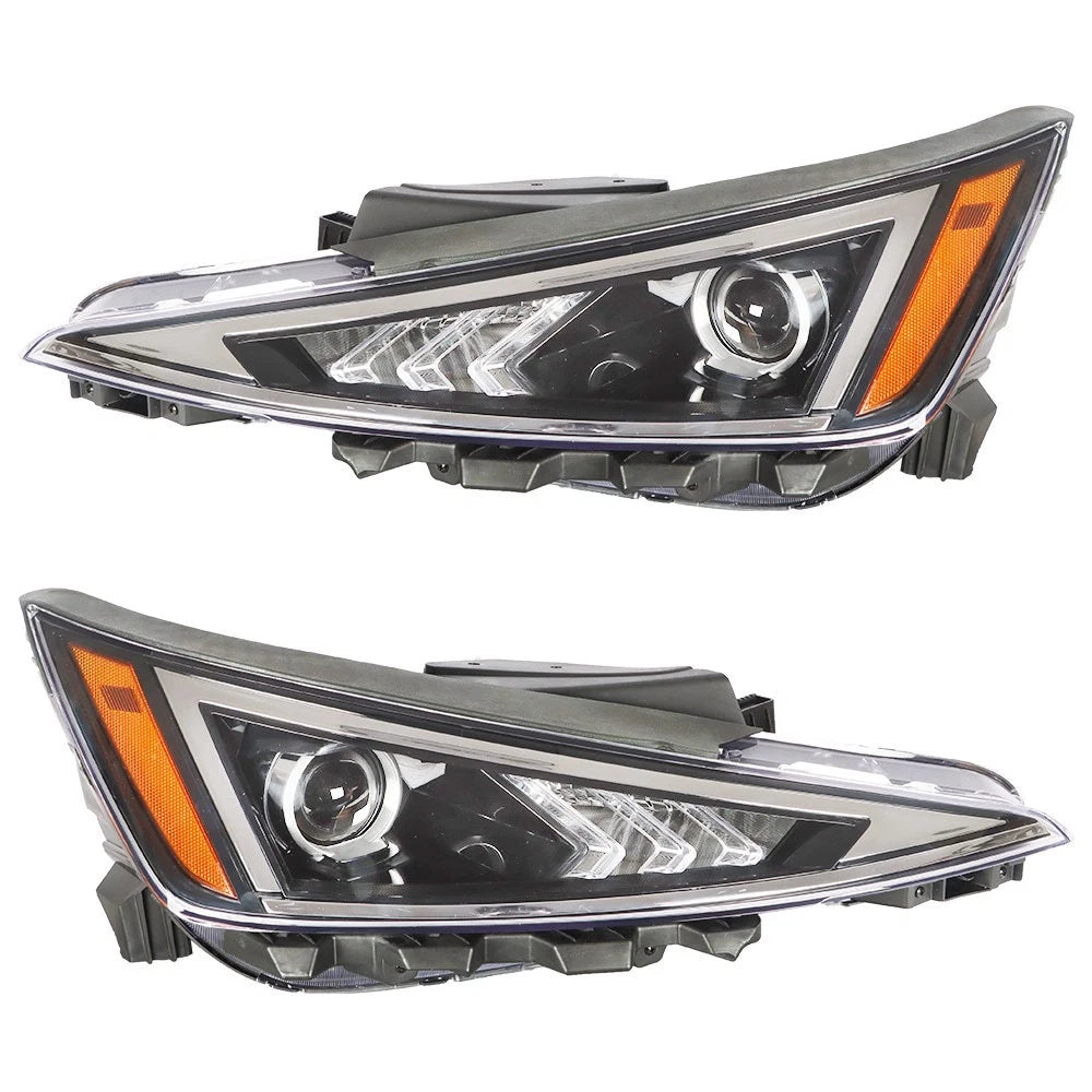 Headlight Assembly Set for Hyundai Elantra (2019–2020) Halogen, Driver+Passenger