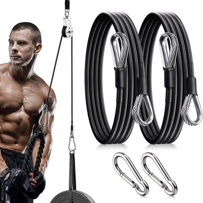 2X Pull Down Gym Cable Extension with 2X Carabiners