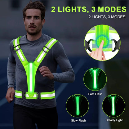 USB Rechargeable LED Reflective Running Vest Light for All Models (2010–2023)