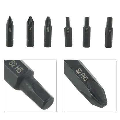 Set of 6 Magnetic Screwdriver Bits PH1 PH2 PH3 H4 H5 H6 for