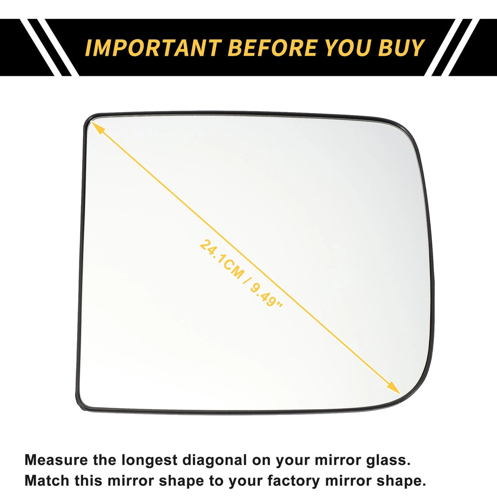 Heated Left Mirror Glass Replacement for Dodge Ram 1500 2500 (2011–2018)