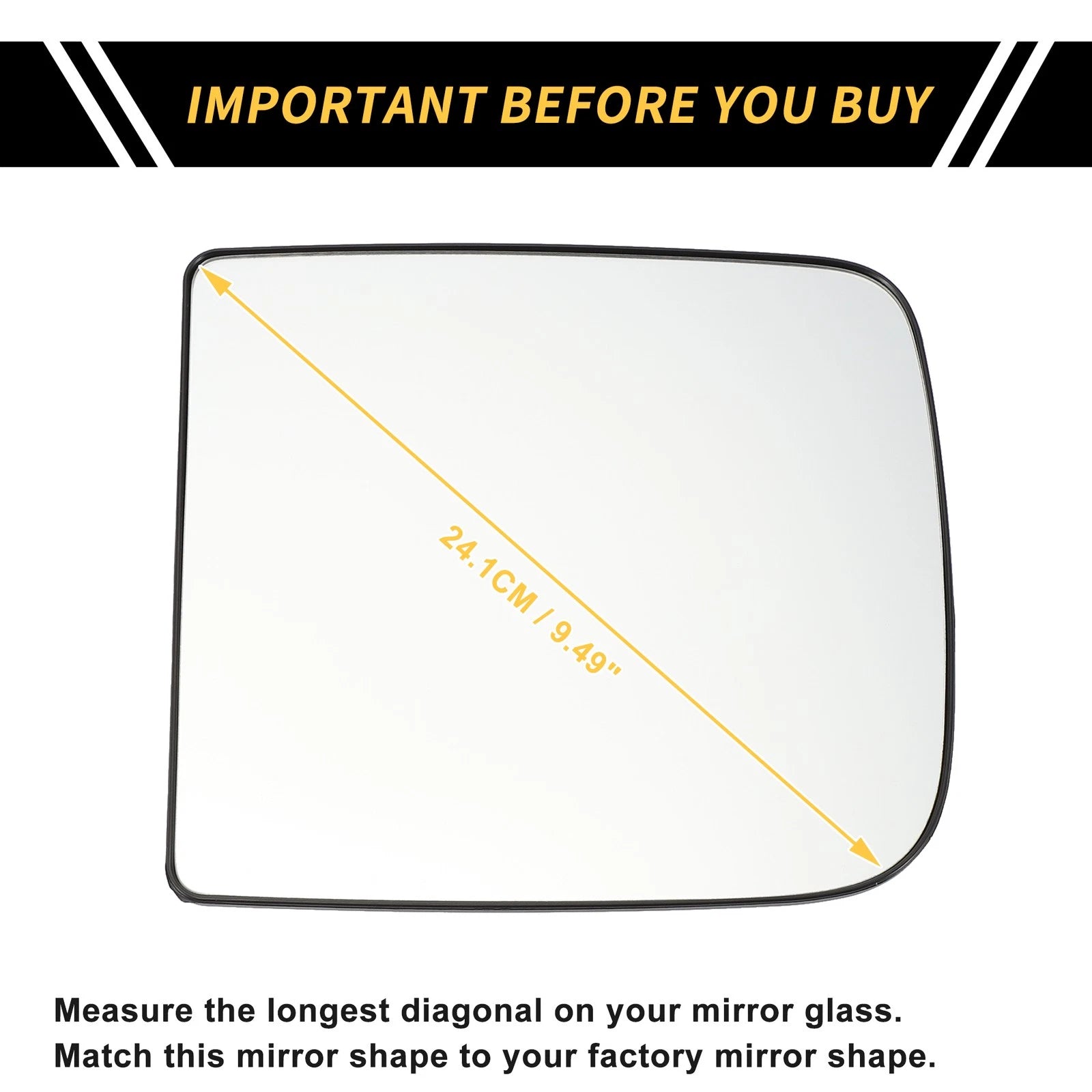 Heated Left Mirror Glass Replacement for Dodge Ram 1500 2500 (2011–2018)