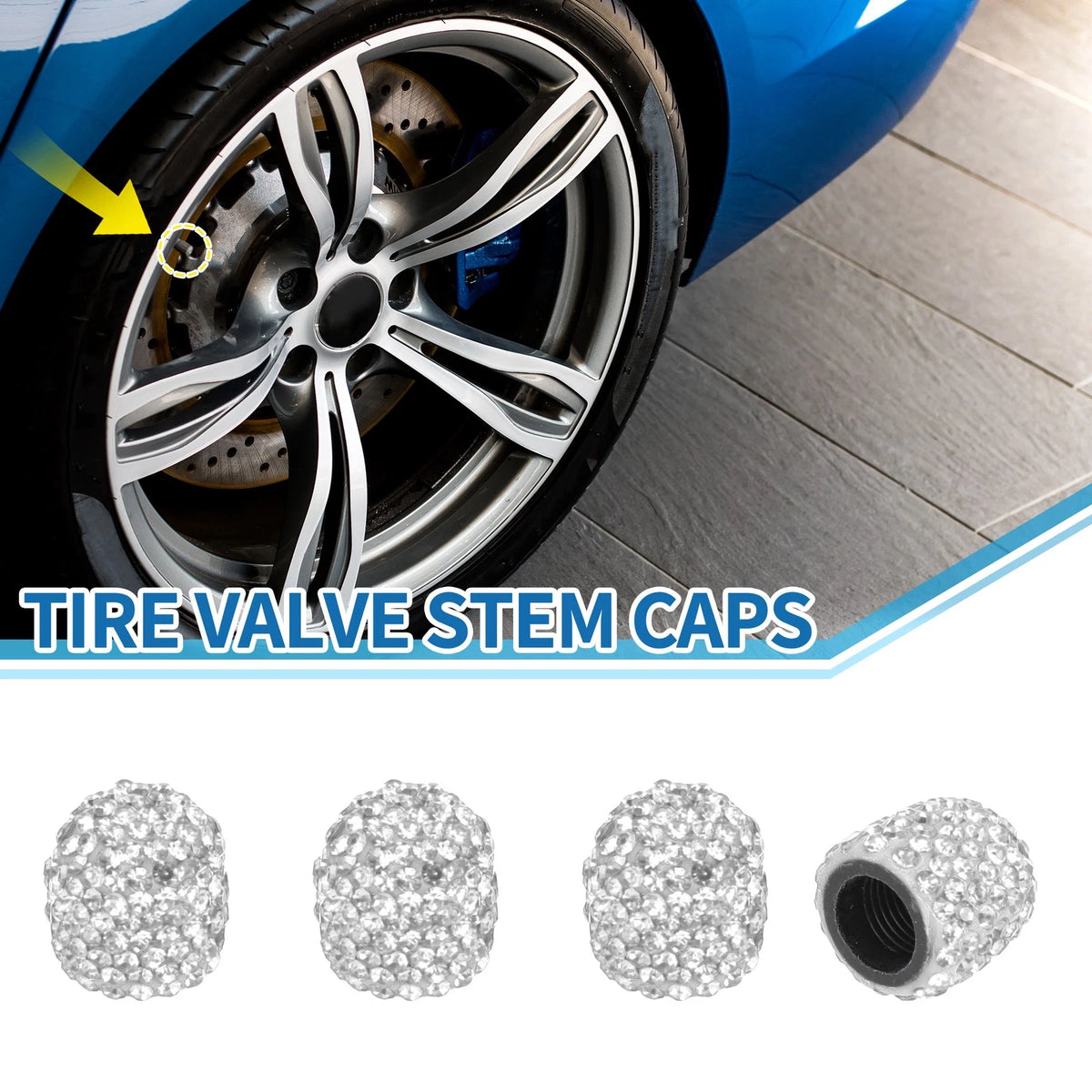 Tire Valve Stem Caps 14mm x 15mm Replacement for Car SUV RV Bike (4pcs)