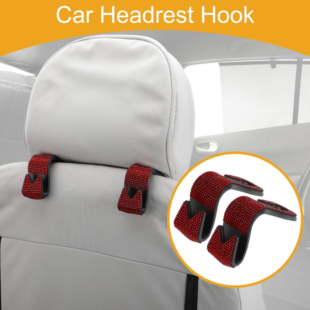 2 Pcs Universal Car Seat Headrest Hook for Hanging Purses Red