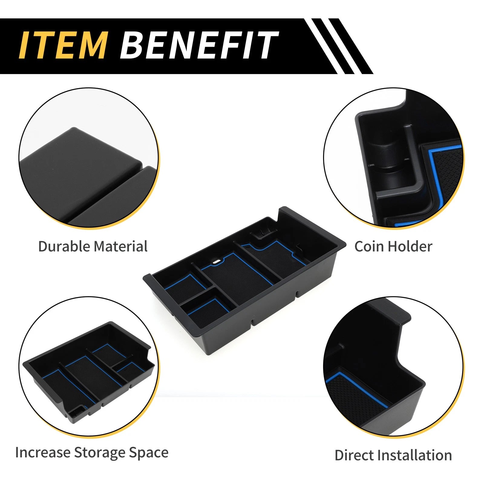 Center Console Organizer Tray for Chevy Silverado, GMC Sierra (2014–2023)