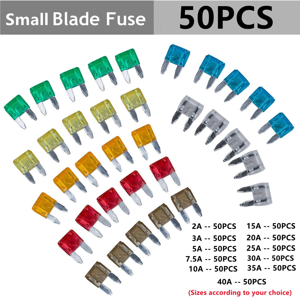 50Pcs Small Blade Fuse Assortment for Auto Car Motorcycle SUV (APM ATM)