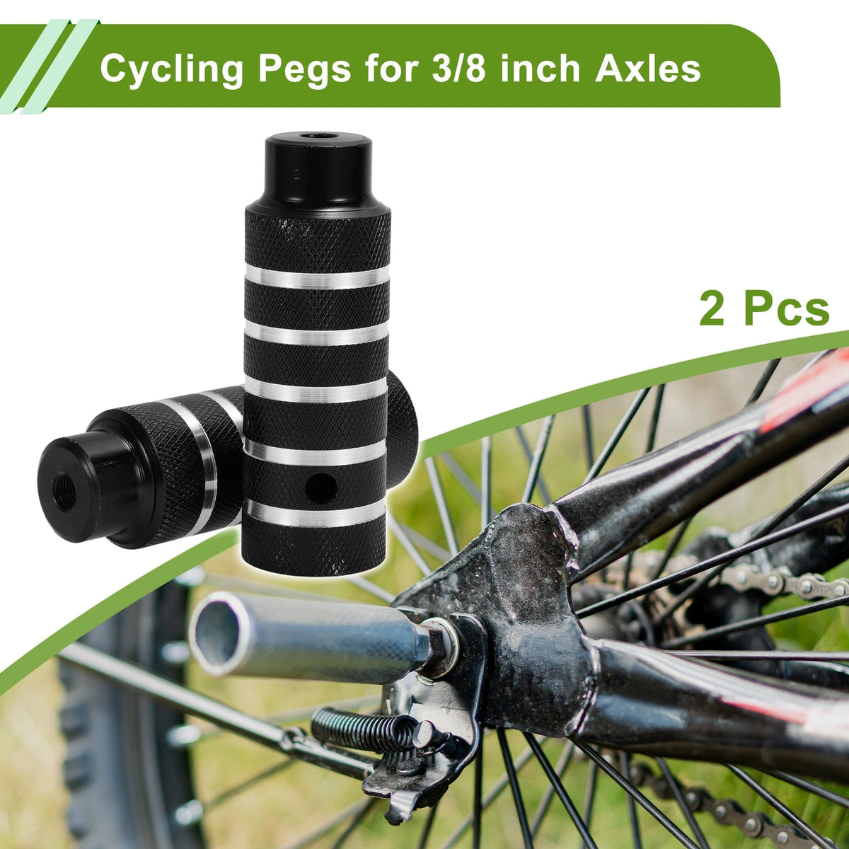 Bike Pegs 110mm Replacement Foot Pegs Black Set for Universal Cycling (All)