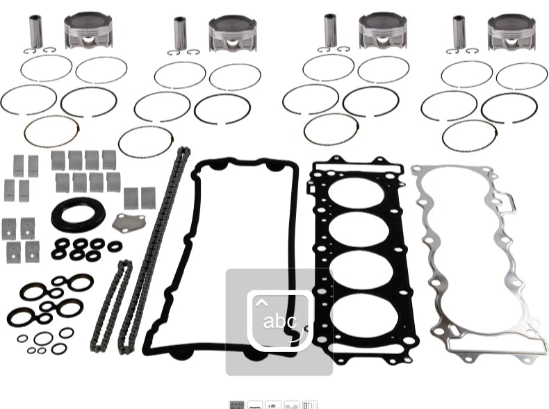 Engine Rebuild Kit for Kawasaki 12F (All Years) - Pistons, Gaskets, Bearings, Chain