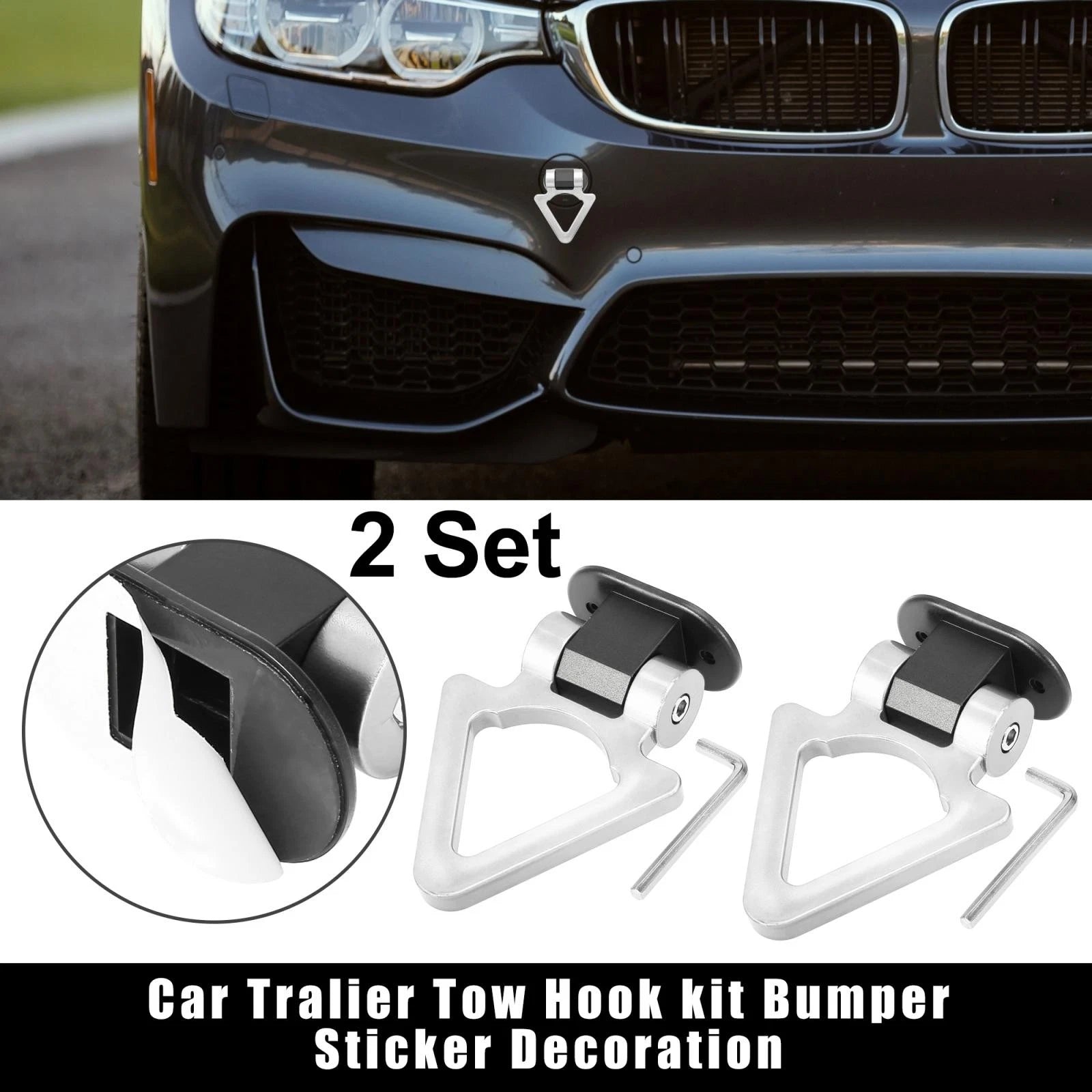 Tow Hook Decor Sticker Front Bumper Triangle Set for Universal (Any Year)