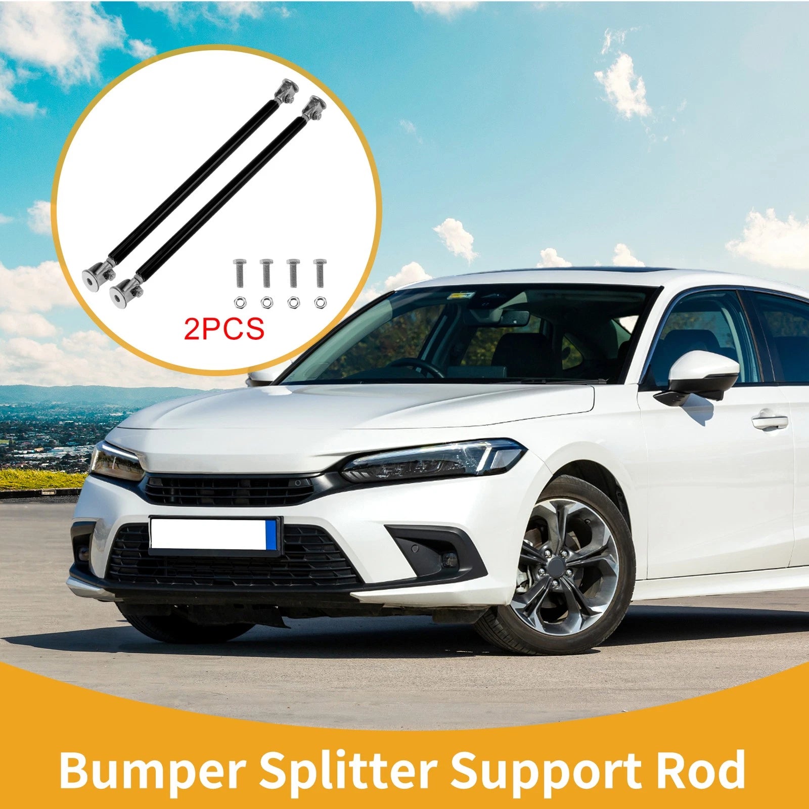 2X Adjustable Front Bumper Lip Splitter Strut for Universal Vehicles (No Drilling)