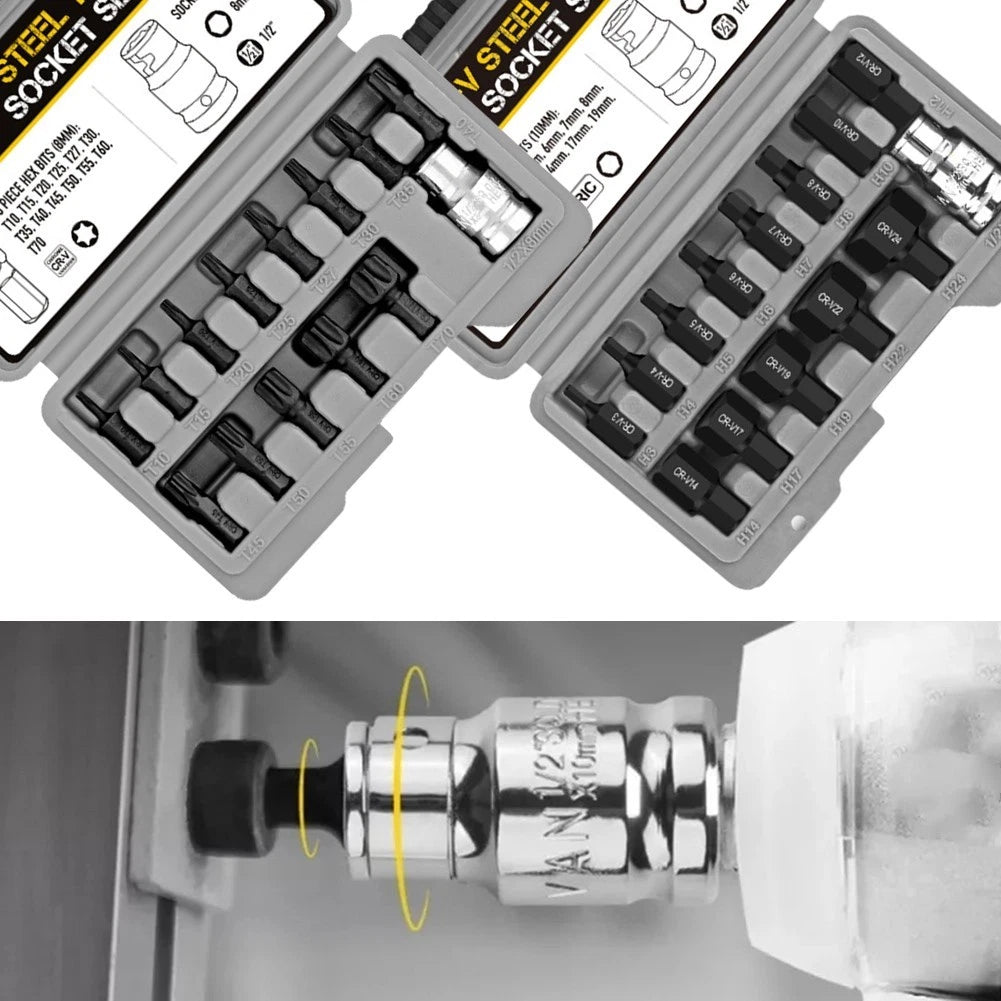 14Pcs Hex Bit Socket Set in Organizer Case