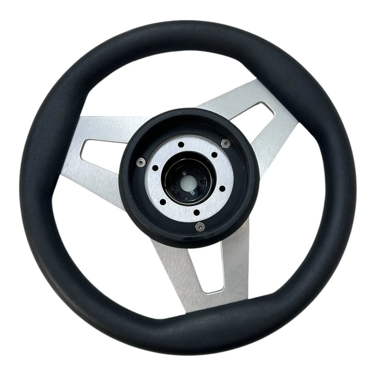 Uflex Black & Chrome Aluminum Steering Wheel for Universal Fit (13.75")