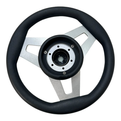 Uflex Black & Chrome Aluminum Steering Wheel for Universal Fit (13.75")