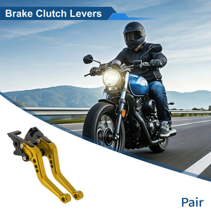 Adjustable Short Brake Clutch Levers for Kawasaki Ninja 300/Z300 (2013–2017) Gold Tone