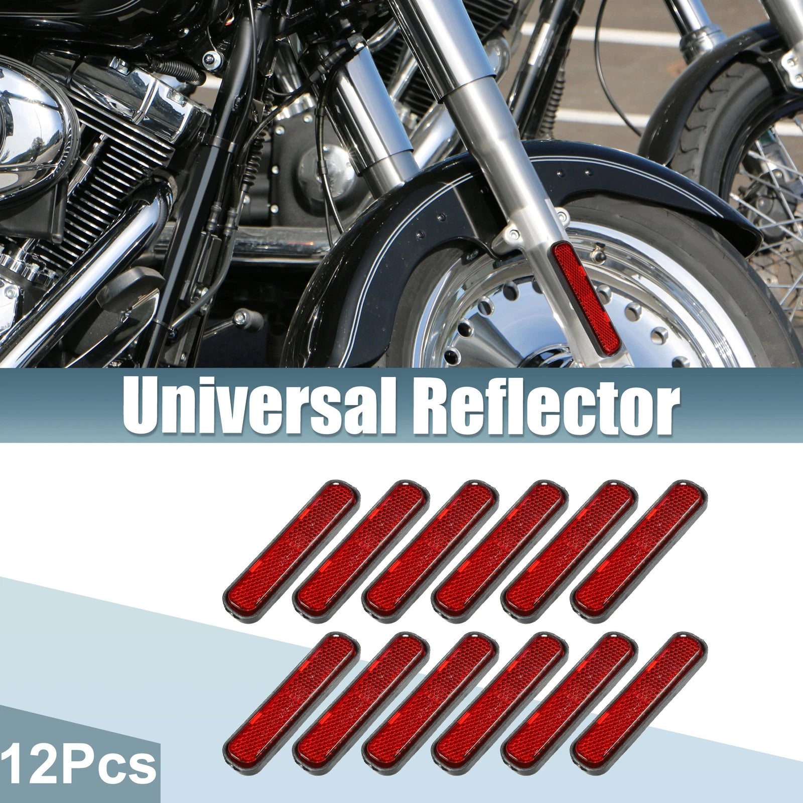 12 Pcs Self Adhesive Safety Spoke Reflectors for Motorcycle Bicycle Red (Universal)