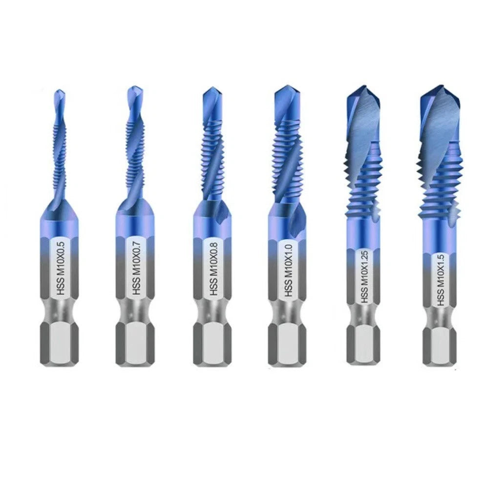 6pcs HSS Drill Tap Bit Set Metric Thread for Wood Soft Metals