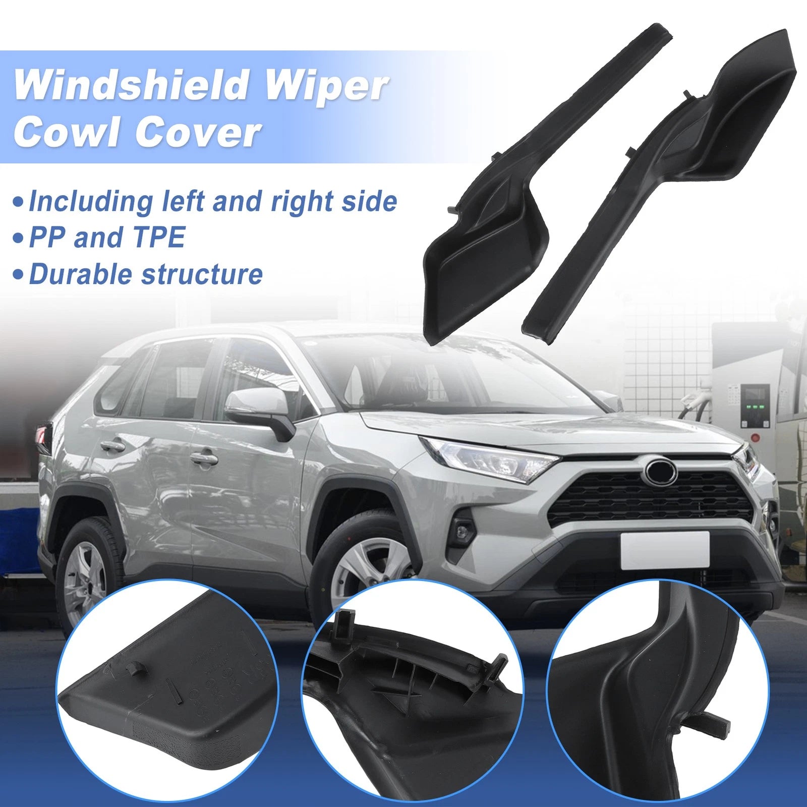 Front Windshield Wiper Side Cowl Extension Trim Cover for Toyota RAV4 (2019–2024)