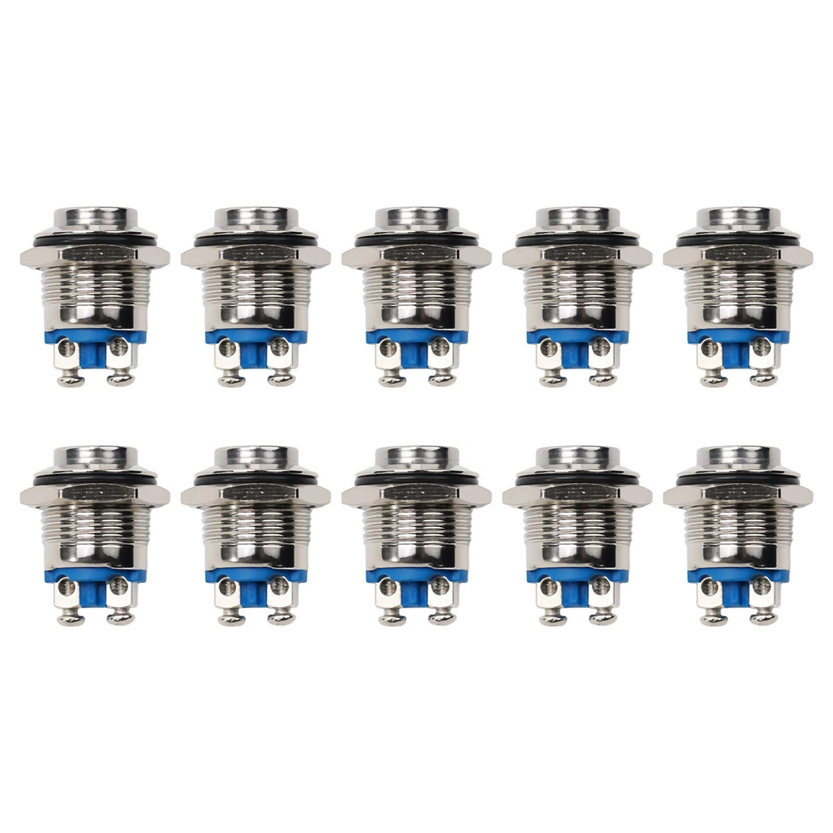 10pcs 12V 16mm Metal Waterproof Push Button Switch for Automotive