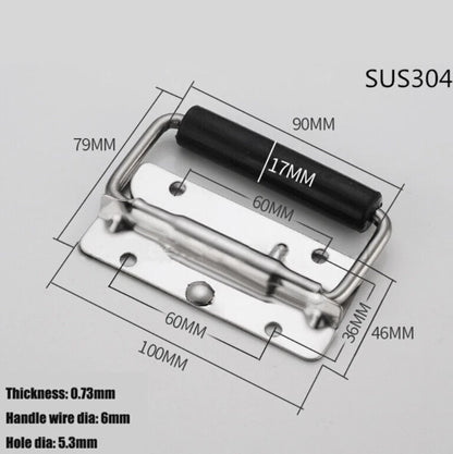 Steel Handle with Rubber Grip for Speaker Box (100mm, 120mm, 140mm)