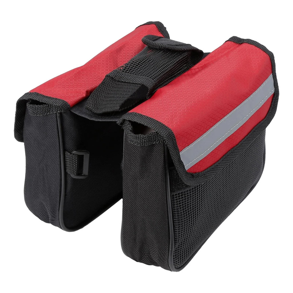 Bike Saddlebag Frame Bag Tool Pouch Storage Pack for Black Red (18–15–15)