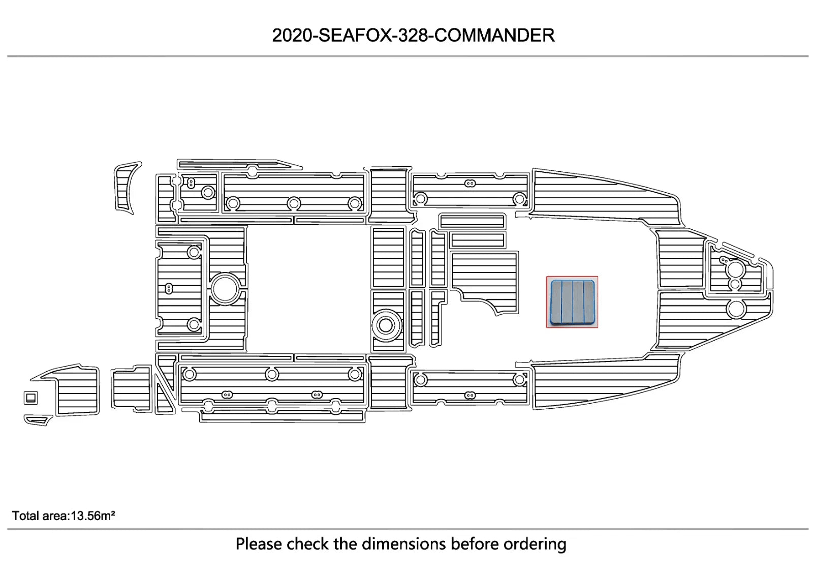EVA Pad Teak Deck Flooring for Sea Fox 328 Commander (2018)