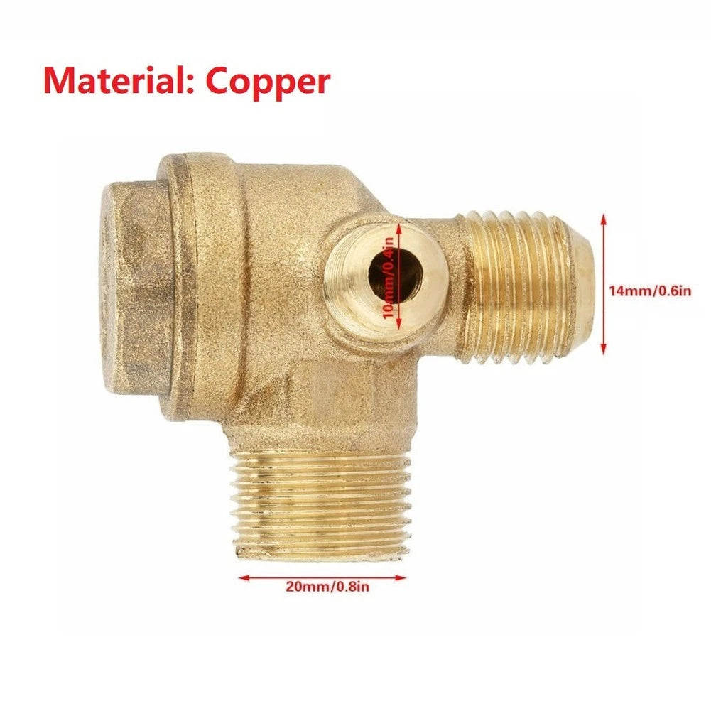3 Port Brass Male Threaded Check Valve for Air Compressor (Universal)