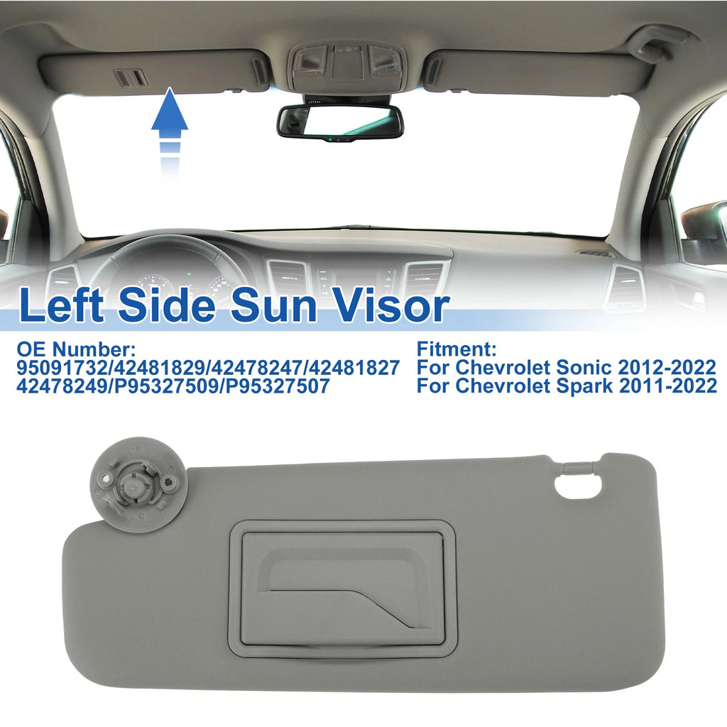 Left Side Sun Visor for Chevrolet Sonic (2012–2022) Replace No. 95091732 Gray