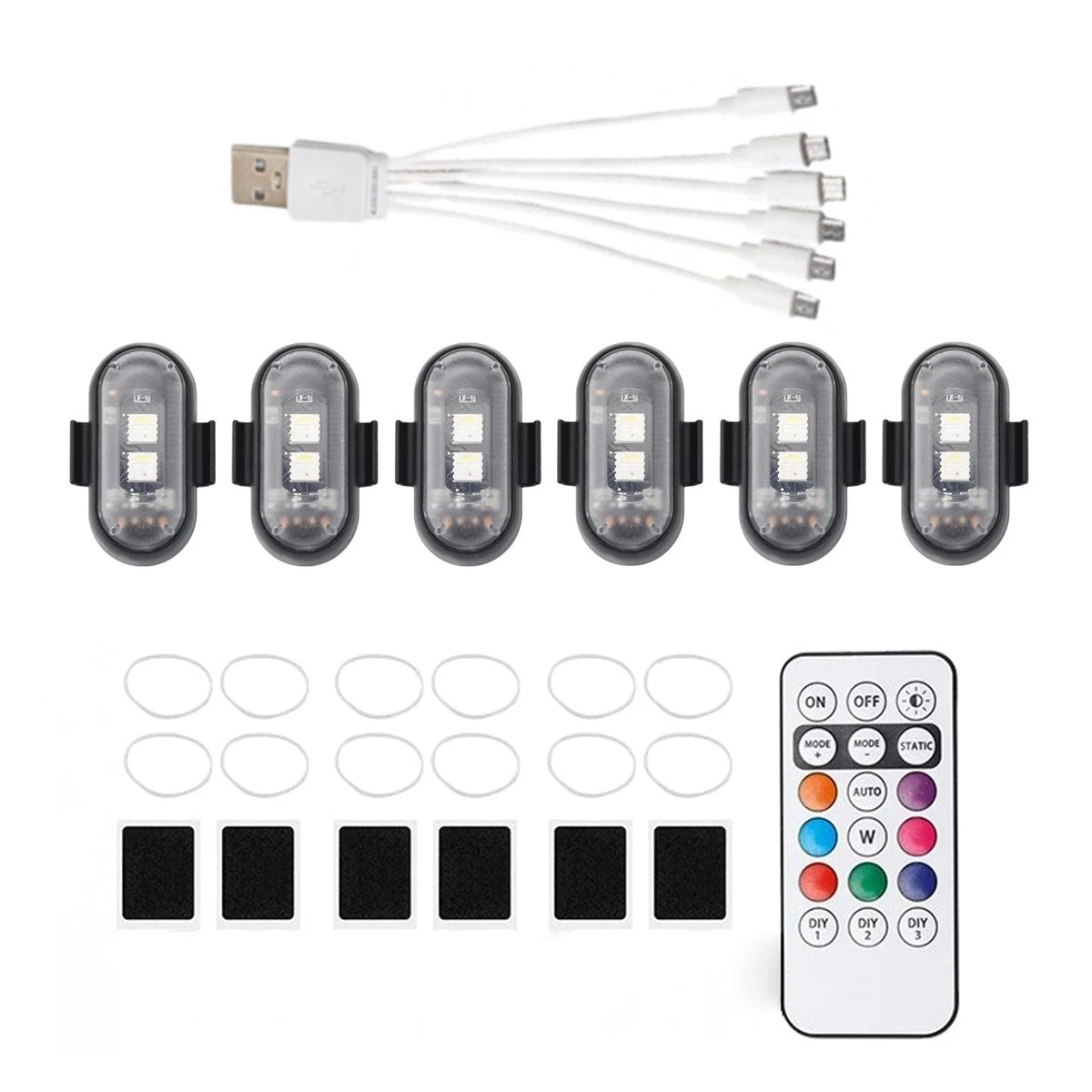 6Pcs Wireless LED Strobe Light for UTV ATV (RGB, Flashing)