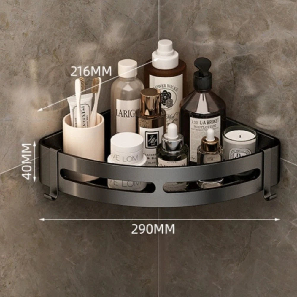 Wall Mounted Bathroom Shelf for Gunmetal Gray Aluminum (No Drill)