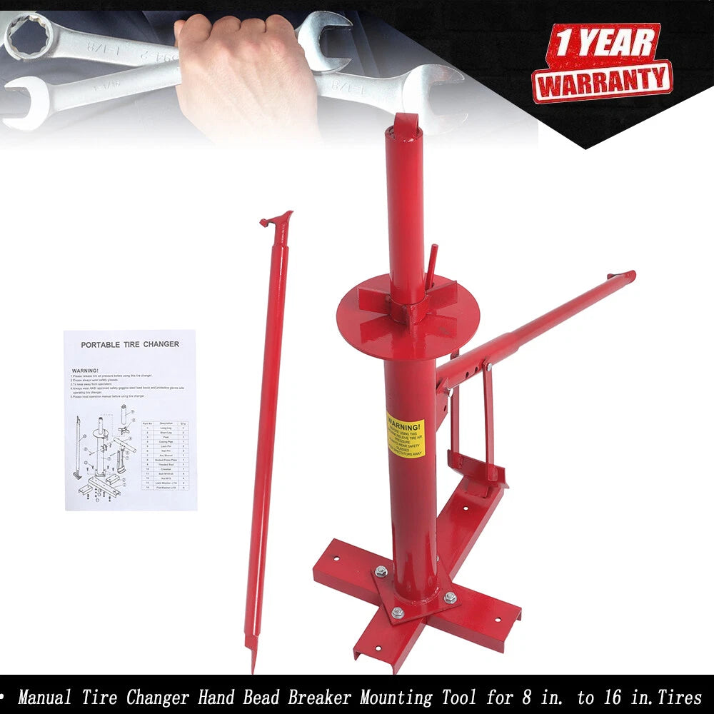 Manual Tire Changer Bead Breaker Mounting Tool for 8" to 16" Tires