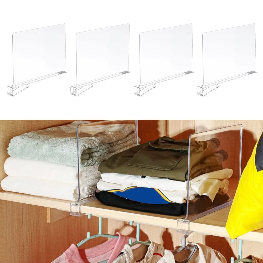 Set of 4 Clear Acrylic Shelf Dividers for Classroom and Kitchen Storage