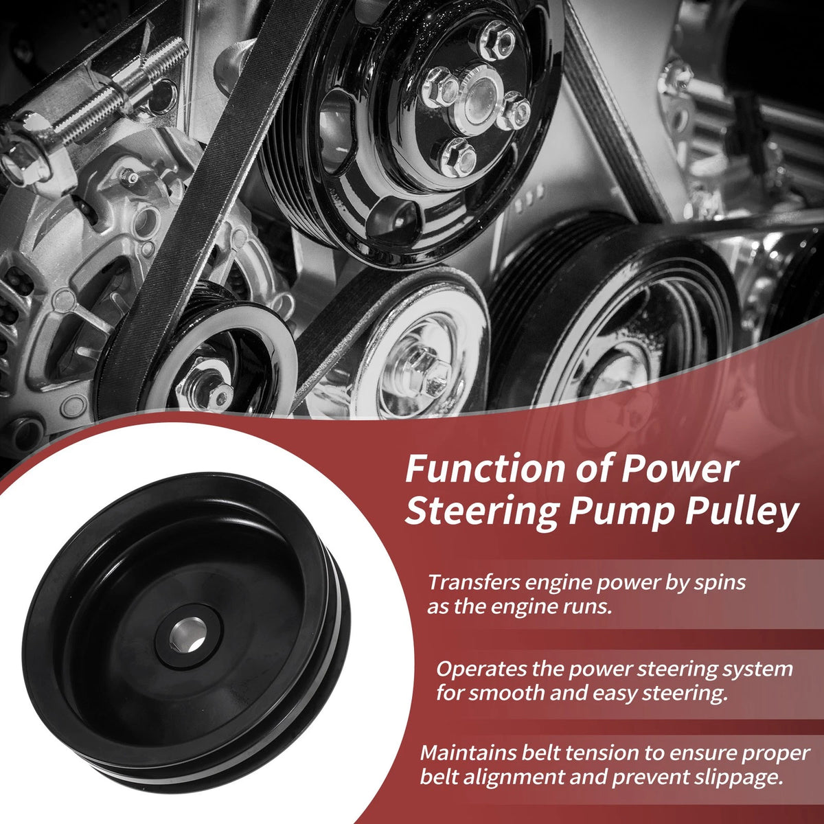 Power Steering Pump Pulley 2 Groove Double Groove for Chevy Camaro (1970–1974)