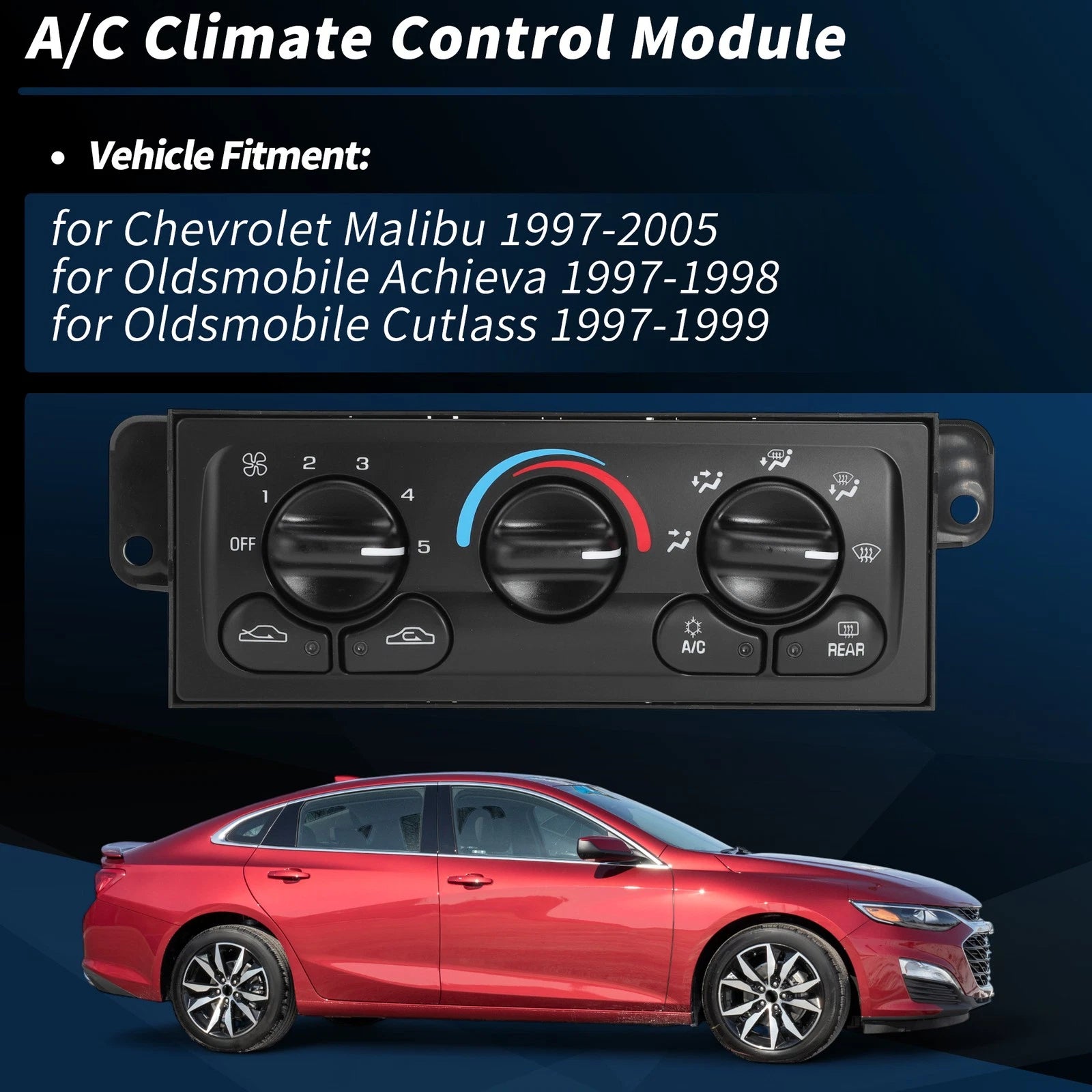 A/C Heater Climate Control Module Panel Replacement for Chevrolet Malibu (1997–2005)