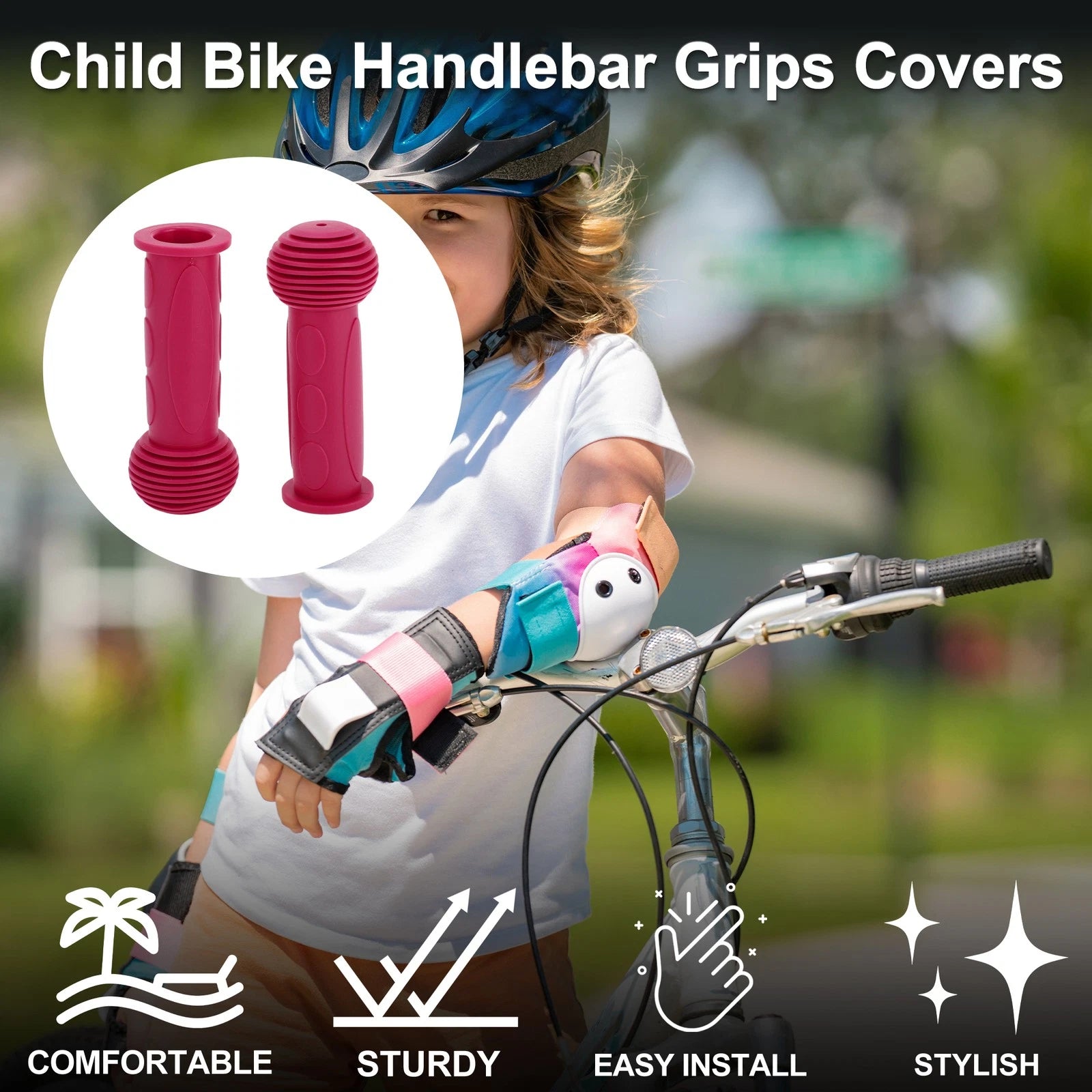 Handlebar Grip Covers 110mm Soft MTB End Grips Protector for Pink 1 Pair