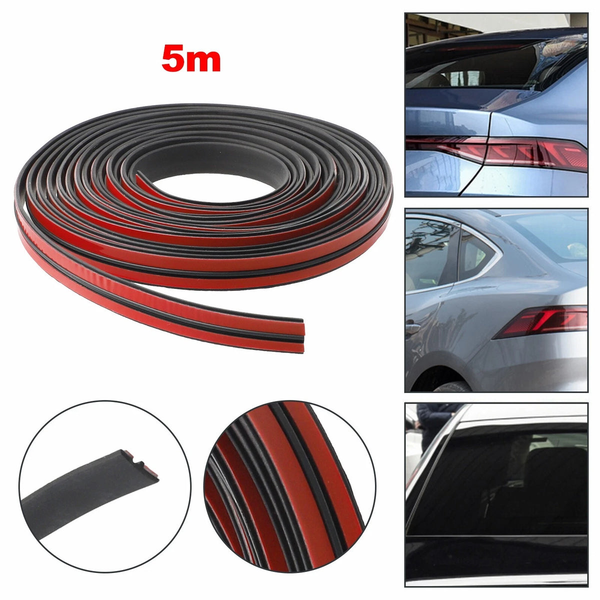 5m Rubber Trim Edge Moulding Weatherstrip Seal for Auto Car