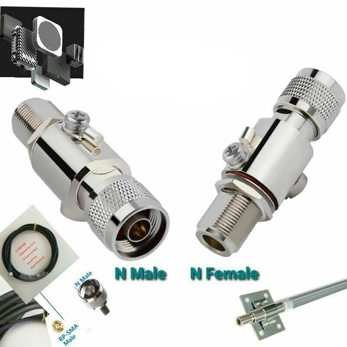 Waterproof N Male to Female Thunder Arrestor for Helium Miner Antenna