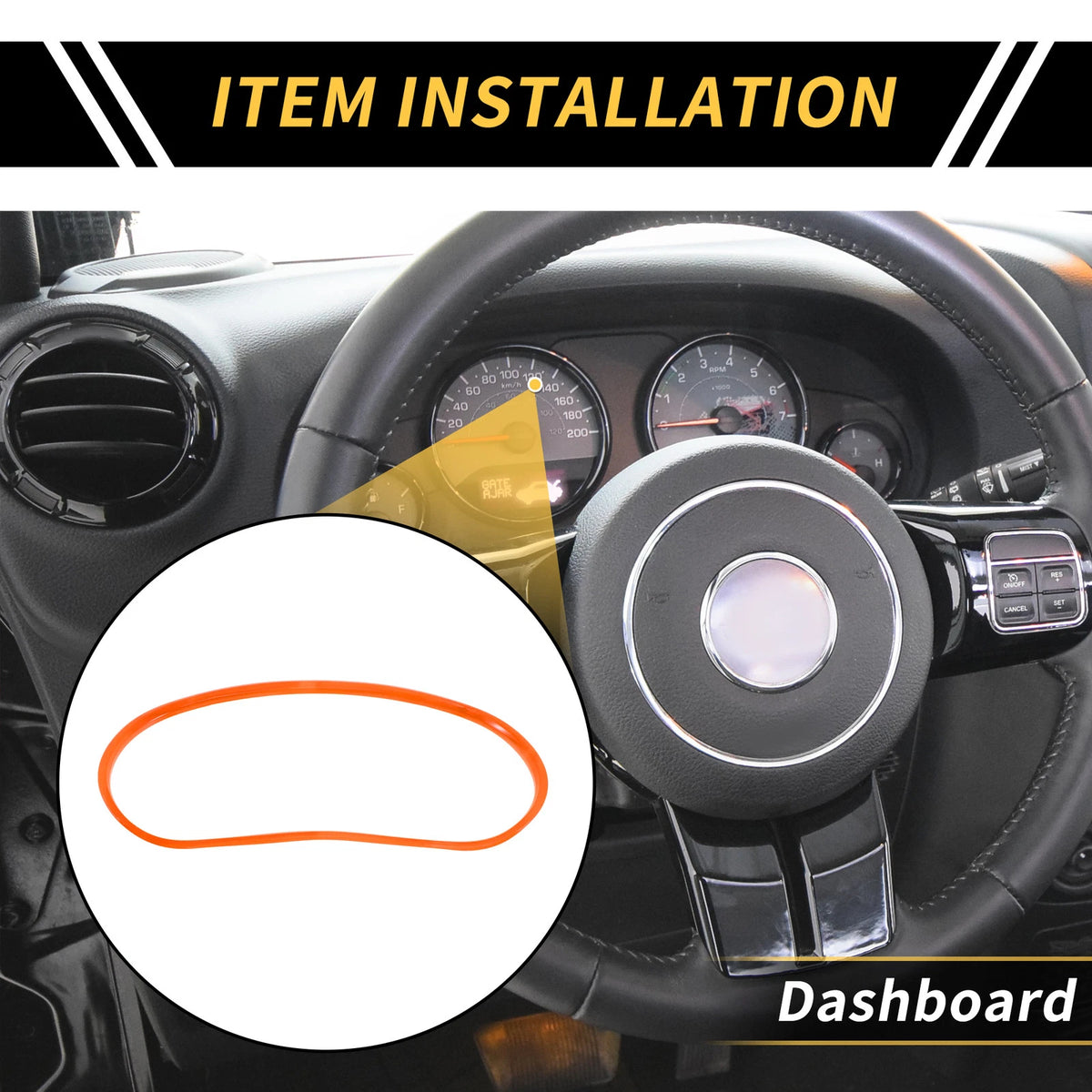 Dashboard Meter Panel Frame Cover Trim for Jeep Wrangler JK JKU (2011–2017) Orange