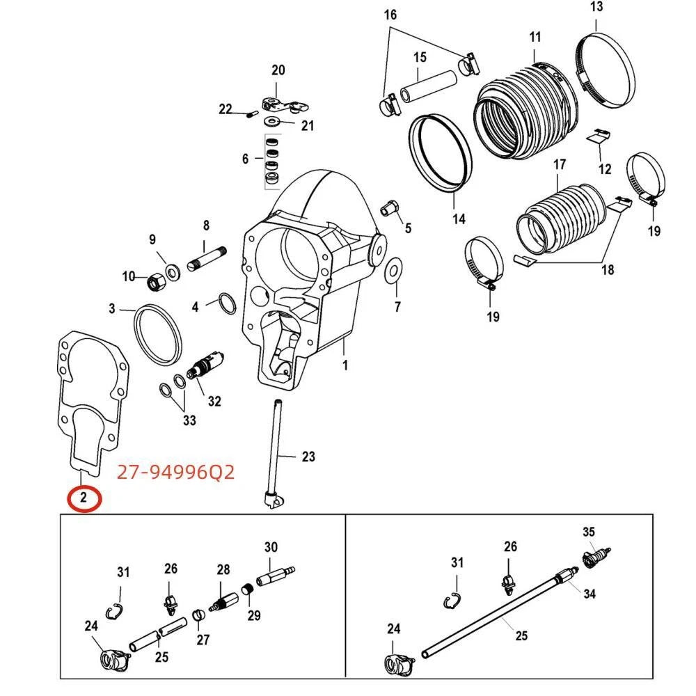 2pcs Sterndrive Outdrive Gasket for Mercruiser R MR Alpha One (27-94996Q2)