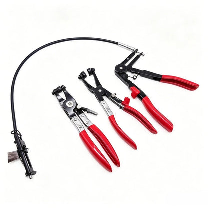 3pc Clamping Pliers Set Carbon Steel Red Ergonomic Grip for Auto Maintenance
