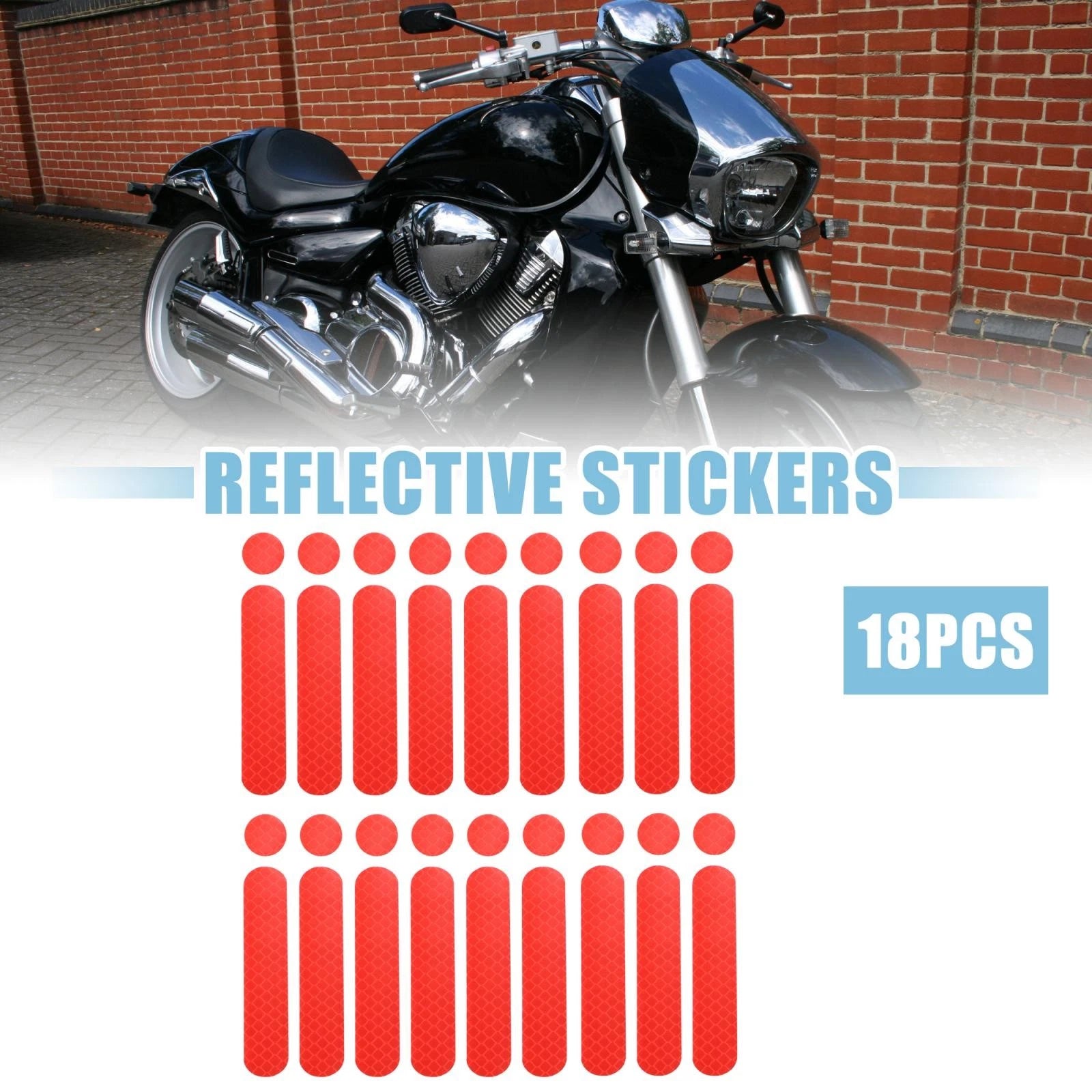 Reflective Safety Sticker Set for Helmet Bicycle Motorcycle (Red) (18 Pack)