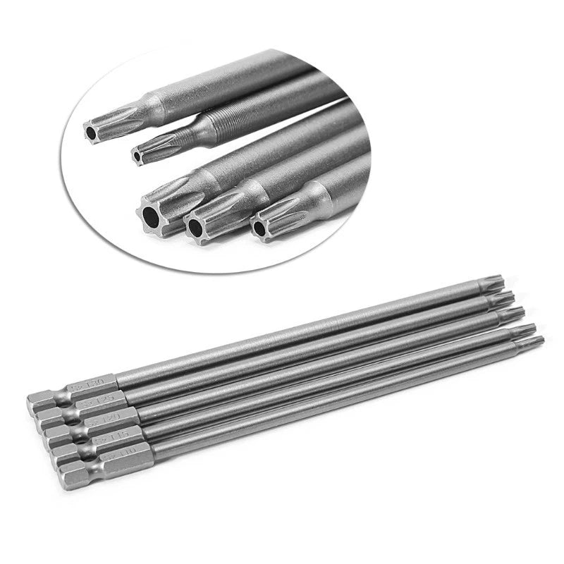 5-Pc 150mm Long Magnetic Torx Screwdriver Bit Set for Electric Tools